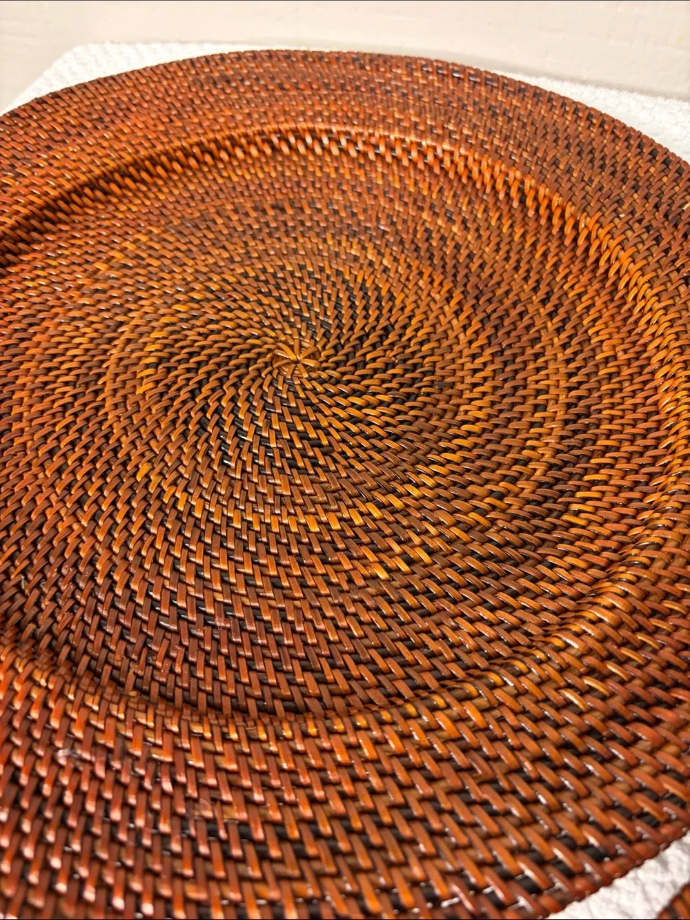 Williams Sonoma Nito Handwoven Charger Plates Set of 2 Rich Spice Brown 13